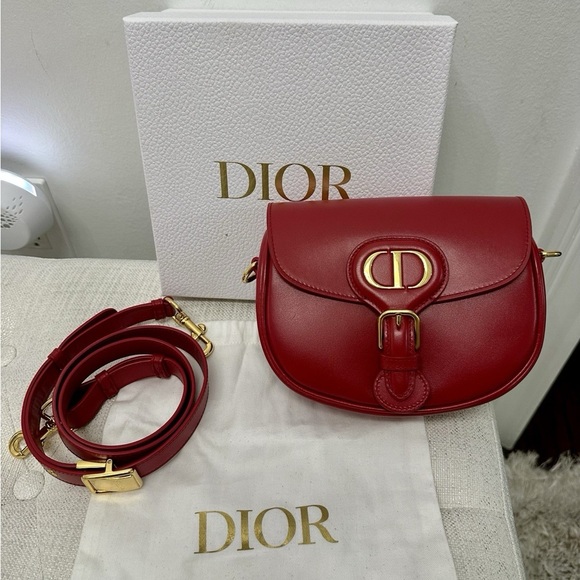Christian Dior Bobby Red Box Leather Crossbody Bag AUTHENTIC - Picture 1 of 15